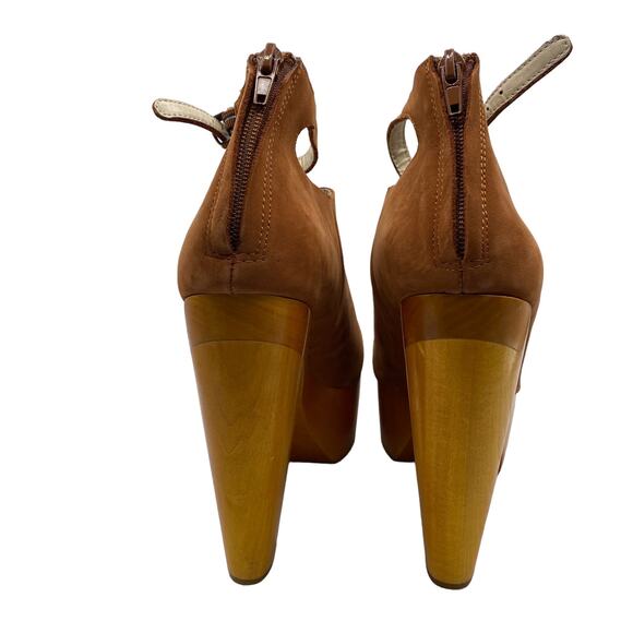 Anthropologie Messeca New York Brown Nubuck Leather Platform Ankle Boots 8.5M - Picture 8 of 14